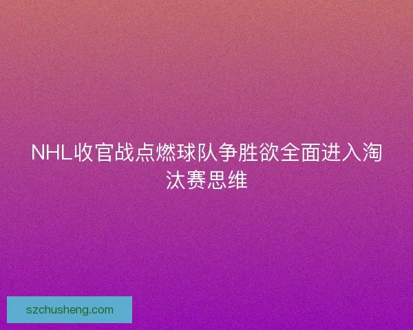 NHL收官战点燃球队争胜欲全面进入淘汰赛思维