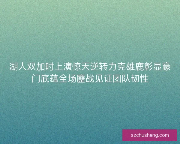 湖人双加时上演惊天逆转力克雄鹿彰显豪门底蕴全场鏖战见证团队韧性