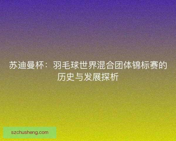 苏迪曼杯：羽毛球世界混合团体锦标赛的历史与发展探析