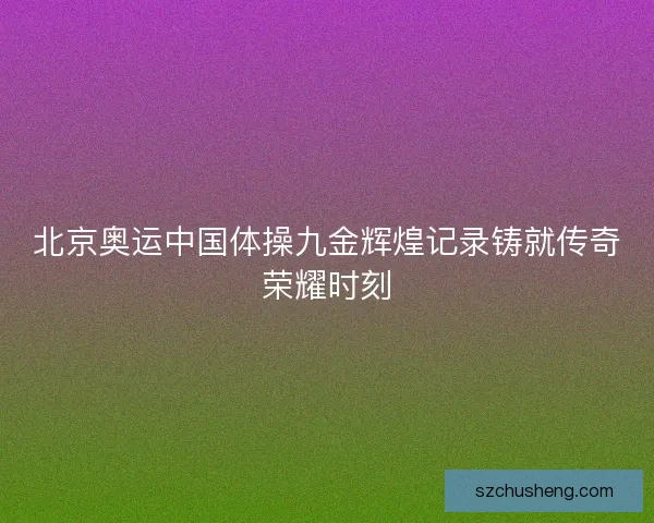 北京奥运中国体操九金辉煌记录铸就传奇荣耀时刻